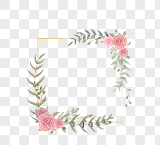 手绘方形植物花卉边框图片