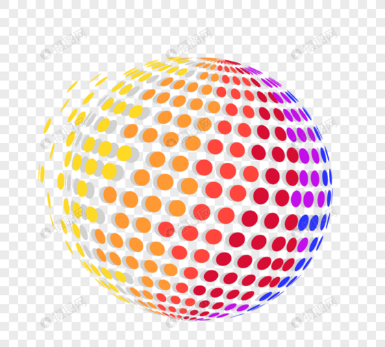 彩色三维波点球面元素图片