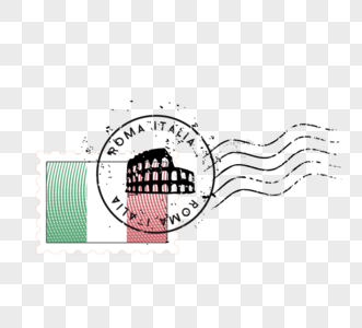 意大利旅游邮票邮戳高清图片