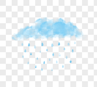 蓝色水彩污迹雨天图元素图片