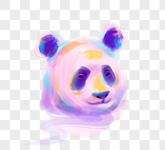彩色紫色熊猫头像元素图片