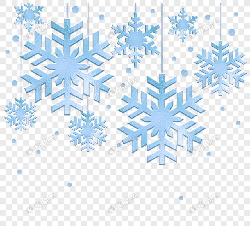 蓝色雪花圣诞垂吊边框图片