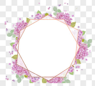紫色复古几何刺绣球边框元素图片