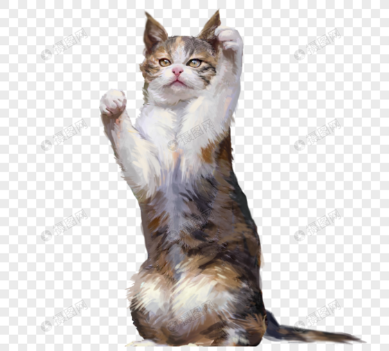 站立可爱猫咪手绘元素图片
