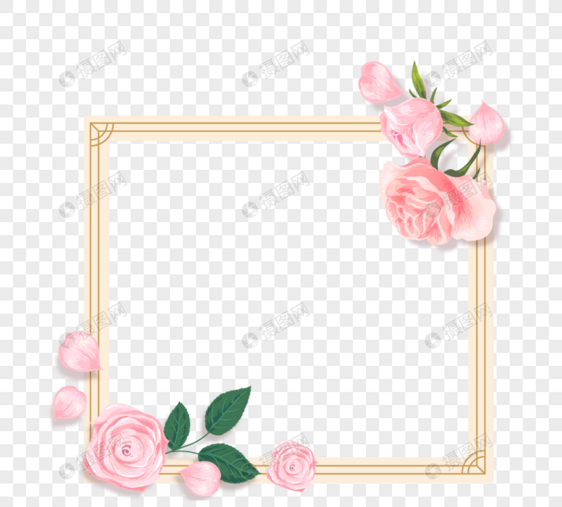 玫瑰框架粉色玫瑰浪漫情人节元素图片