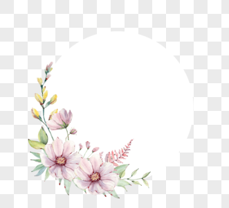 春天花朵圆形边框元素图片