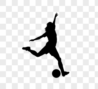 女子足球运动员剪影图片素材