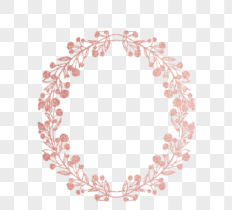 手绘玫瑰金情人节植物装饰元素图片