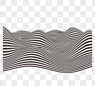 黑白条纹波浪立体条纹元素图片