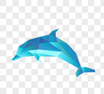 多边形动物蓝色渐变海豚高清图片