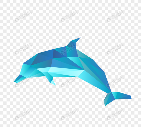 多边形动物蓝色渐变海豚图片