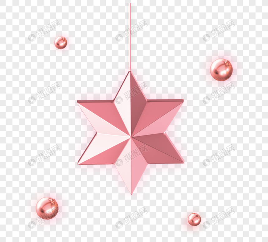 玫瑰金粉色金属星星节日元素图片