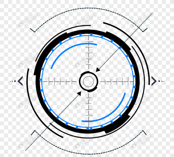 蓝黑色瞄准镜系统元素图片
