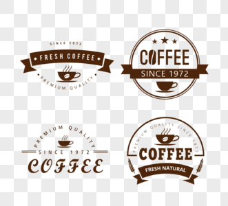 复古拱形创意圆形咖啡店徽标艺术字图标高清图片