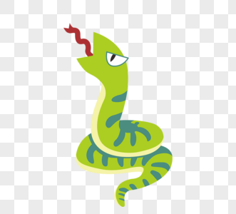 卡通绿色吐信子蛇高清图片