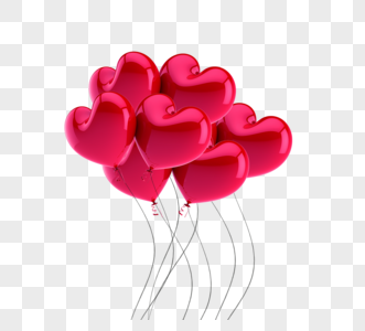 红色心形节日气球元素图片