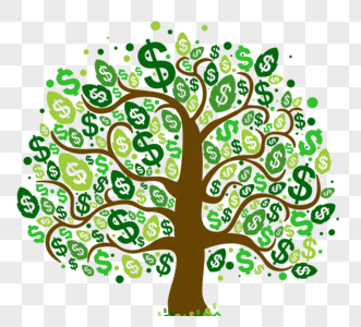 绿叶y符号树元素图片