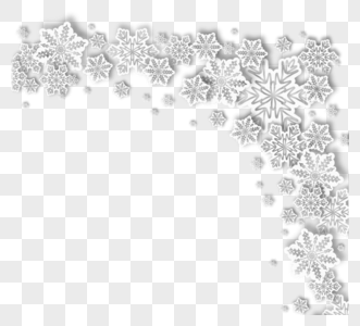 半圆白色雪花剪纸边框图片