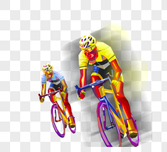 手绘自行车骑行运动元素高清图片