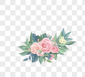 粉色玫瑰绿叶花束图片