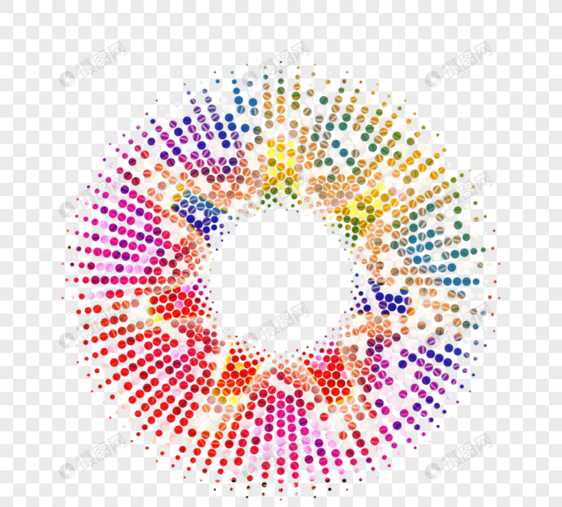 彩色放射状波点迪斯科圆形框架图片