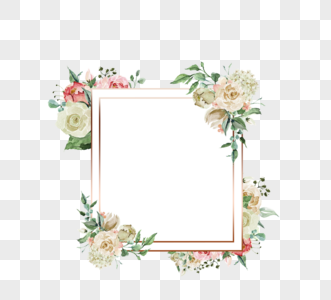 手绘花卉婚礼邀请函边框图片