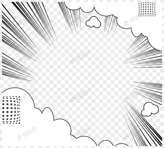 漫画风格速度线条云朵元素图片