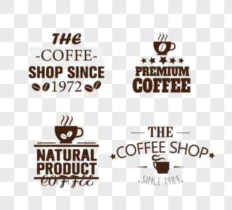 复古时尚棕色咖啡店咖啡标志标签设计图片