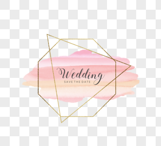 粉色几何婚礼徽标设计徽标设计模板图片