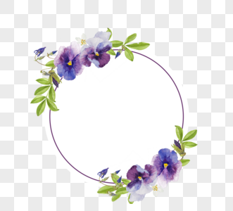 春季紫色蝴蝶花边框元素图片