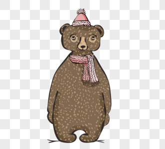 小熊帽子围脖卡通动物元素图片