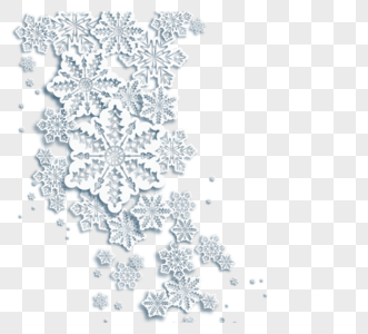 白色雪花飘雪剪纸边框图片