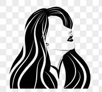 抽象侧脸情人节线条画高清图片女生抬头侧脸外观轮廓橙色线条抽象高清