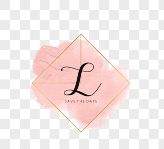 几何粉色笔刷英文婚礼logo图片