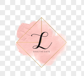 几何粉色笔刷英文婚礼logo高清图片