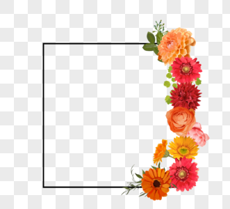 复古春天花卉边框元素图片