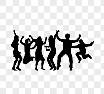 跳跃人物图片人物群体跳舞欢乐剪影元素素材