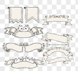 丝带手绘边框元素图片