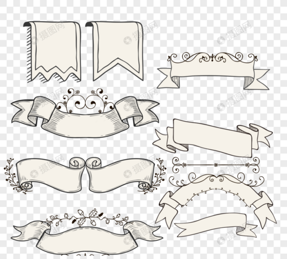 丝带手绘边框元素图片