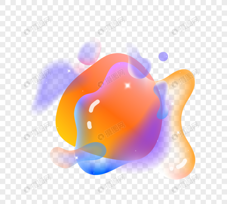 彩色几何漂浮气泡元素图片