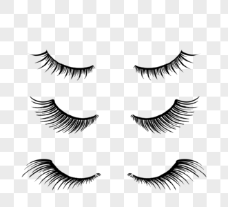低垂浓密绿荫手绘黑色卷曲浓密睫毛素材