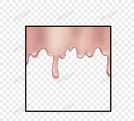 玫瑰金流动液体装饰正方形边框图片
