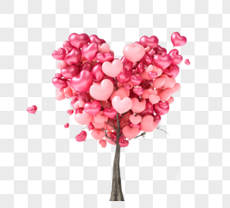 粉色浪漫爱情气球树图片