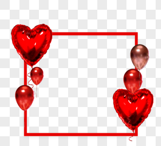 简约红色爱心气球边框图片