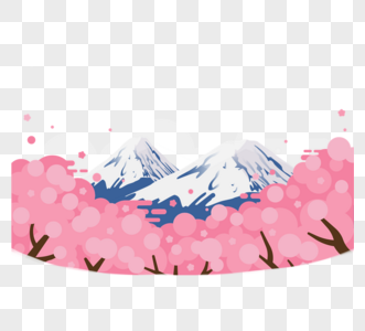 卡通富士山和樱花图片