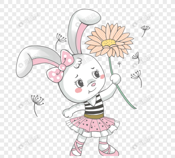 卡通童话故事快乐跳舞白兔子图片