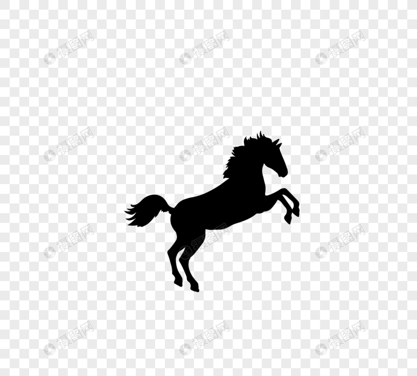 马奔跑和跳跃剪影简单元素图片