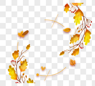金色秋季落叶边框元素图片