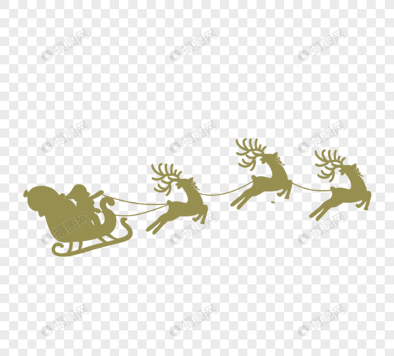 卡通圣诞树麋鹿在圣诞老人车图片