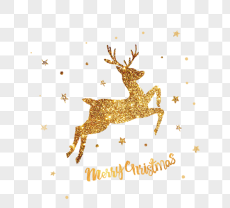 金色圣诞小鹿元素图片